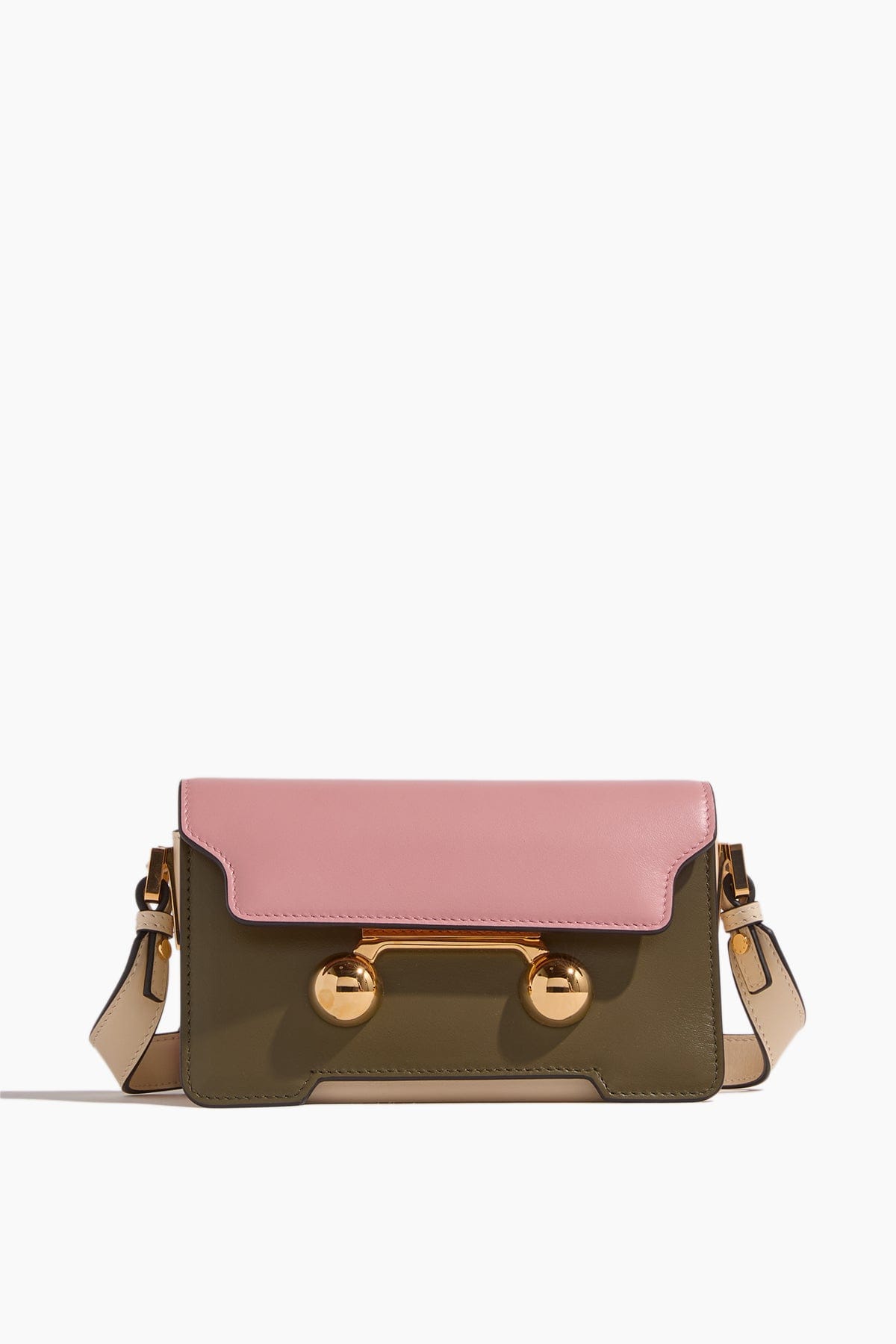 Marni Trunkaroo Mini Shoulder Bag in Camelia/Deep Sage/Shell