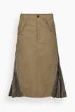Sacai Cotton Weather Skirt in Beige x Dark Khaki