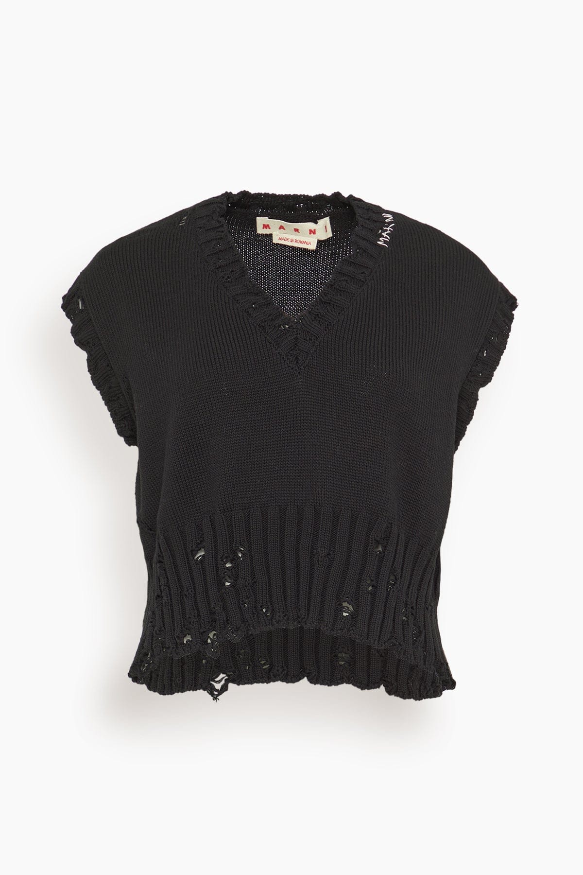Marni V-Neck Sweater Vest in Black