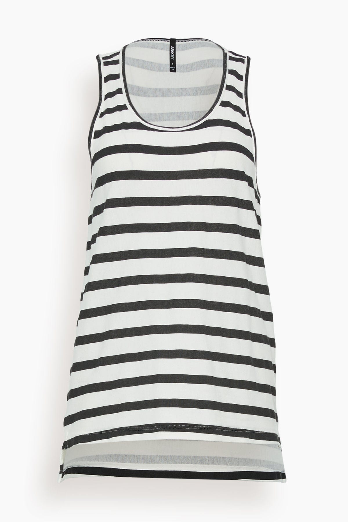 Askk NY Tops Printed Tank in Thin White Stripe