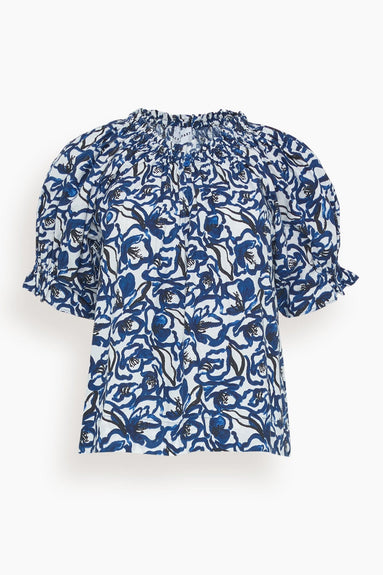 Apiece Apart Tops Kasin Top in Brushed Floral Indigo