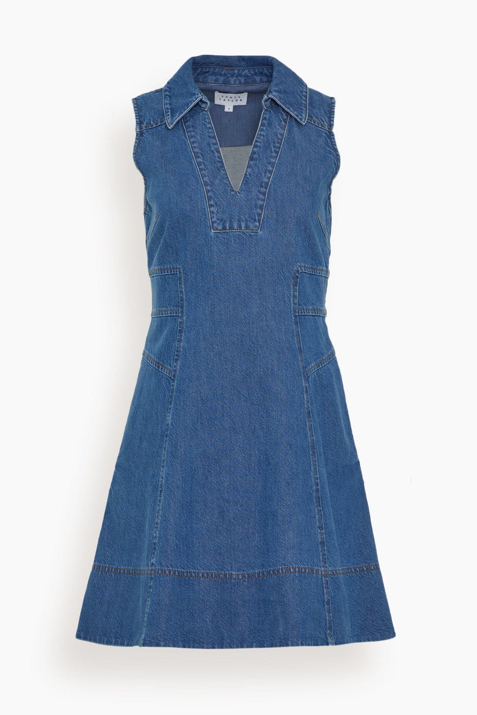 Tanya Taylor Casual Dresses Reinata Dress in Medium Indigo Blue