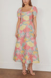 Markarian Cocktail Dresses Astrid Square Neck Midi Dress with Petal Sleeve in Sherbert Floral Brocade Markarian Astrid Square Neck Midi Dress with Petal Sleeve in Sherbert Floral Brocade