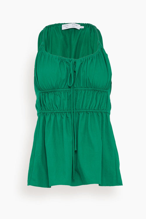 Proenza Schouler White Label Tops Drapey Suiting Ruched Top in Green