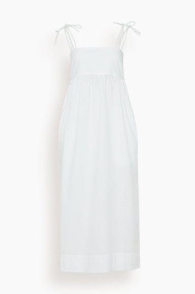 Ganni Casual Dresses Cotton Poplin String Midi Dress in Bright White