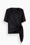 Loulou de Saison Mano Knotted Blouse in Black
