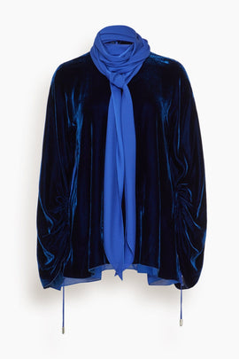 Lavalliere Collar Blouse in Indigo