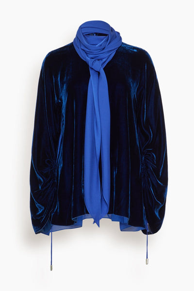 Lavalliere Collar Blouse in Indigo