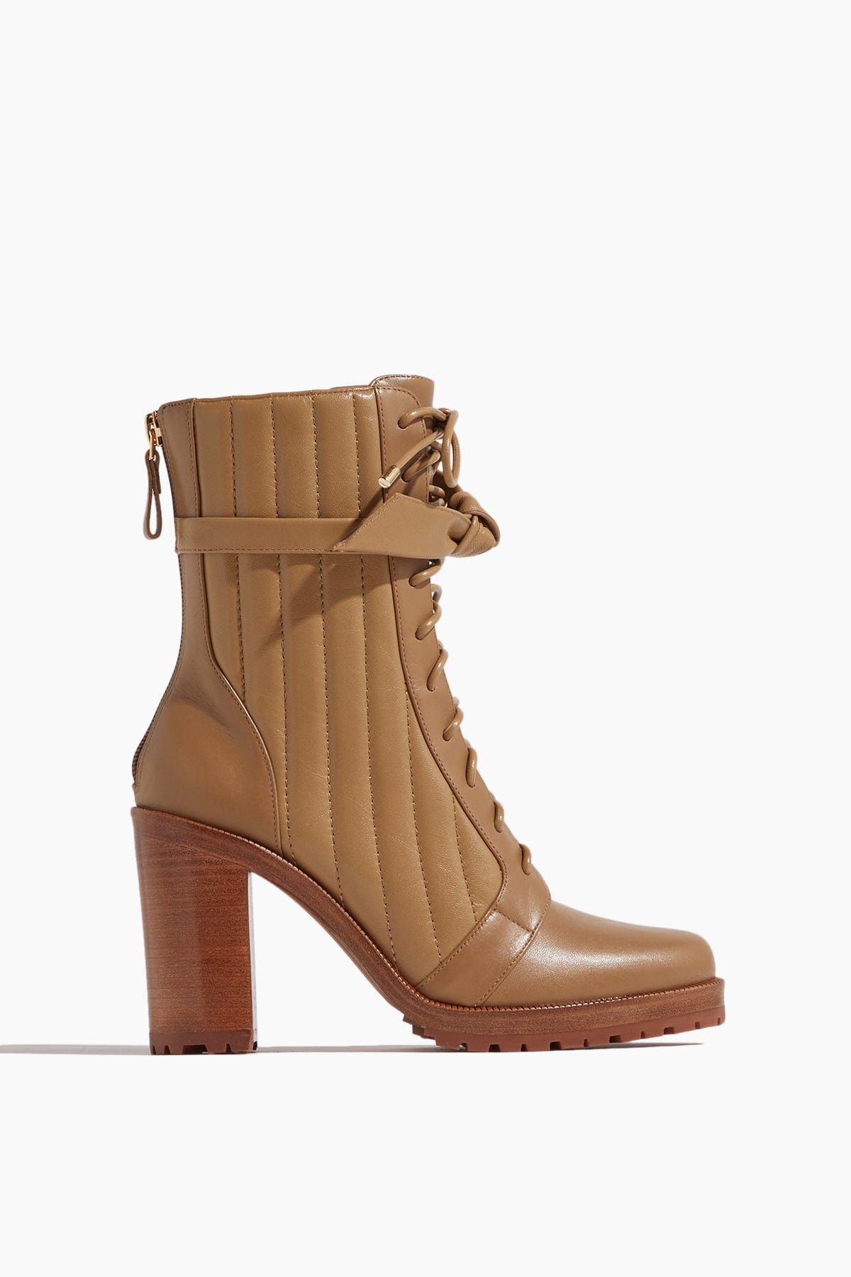 Alexandre Birman Ankle Boots Quilted Clarita Combat Boot in Latte