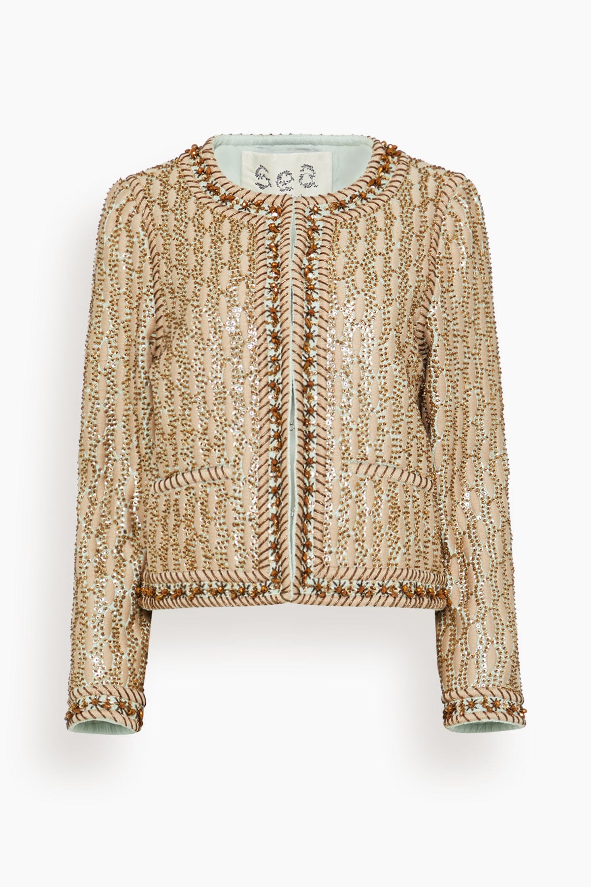SEA Viviana Embroidered Jacket in Gold  Hampden Clothing