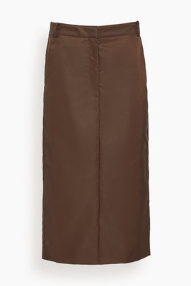 Eco Nylon Midi Trouser Skirt in Brown