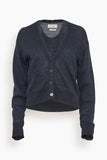 Toast Wool Linen Patch Pocket Cardigan in Dark Navy