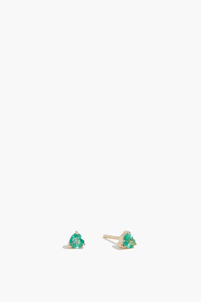 Emerald Heart Studs in 14k Yellow Gold