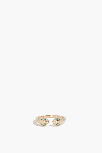 Vintage La Rose Rings Emerald Snake Ring in 14k Yellow Gold