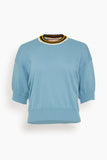 Plan C Tops Short Sleeve Knit Top in Sky Blue Short Sleeve Knit Top in Sky Blue