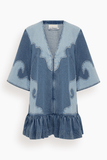 Alemais Jesse Denim Applique Mini Dress in Blue