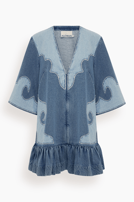 Jesse Denim Applique Mini Dress in Blue