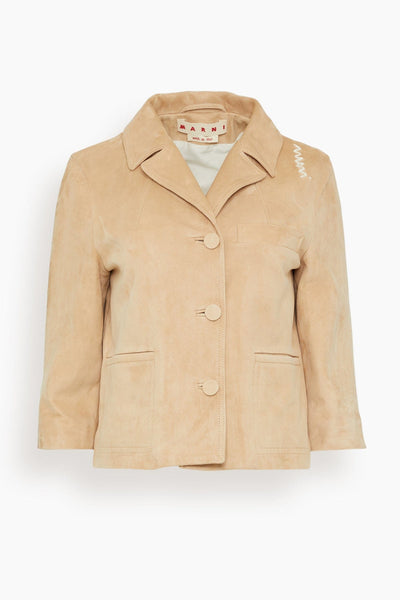 Suede Boxy Jacket in Pale Peach