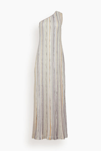 Sleeveless Long Dress in Multicolor with Lilac Base