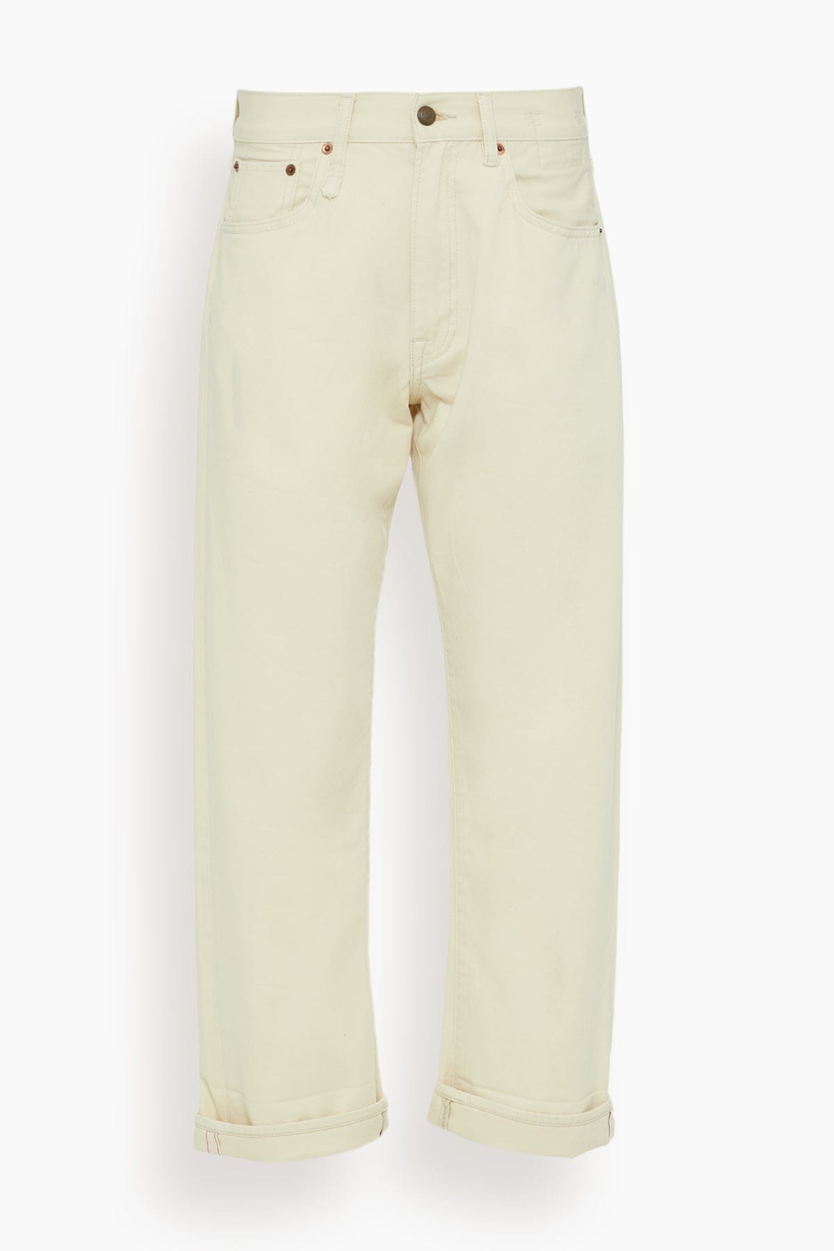 R13 Cuffed X-BF Jean in Bone White Selvedge