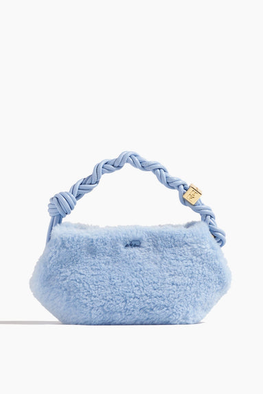 Ganni Top Handle Bags Bou Bag Mini Fur in Light Blue Vintage