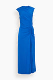 Simkhai Acacia Draped Jersey Midi Dress in Royal Blue