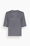 Loulou de Saison Nala Fine Short Sleeve Top in Anthracite Melange
