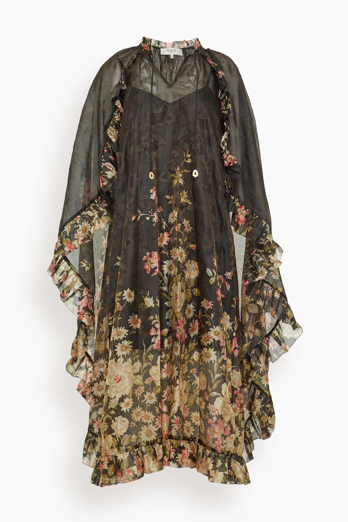 Sea Jolie Print Caped Midi Dress in Multi
