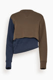 Sacai Sponge Sweat Pullover in Brown x Navy