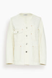 Tanaka Jackets No Collar Work Jean Jacket in Bleach White No Collar Work Jean Jacket in Bleach White