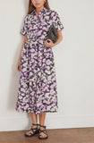 Erdem Cocktail Dresses Short Sleeve Midi Shirt Dress in Havelock Blossom Lilac Erdem Short Sleeve Midi Shirt Dress in Havelock Blossom Lilac