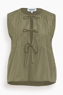 Nina Tie Front Top in Olive