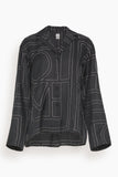 Toteme Tops Monogram Silk Pajama Top in Black Monogram