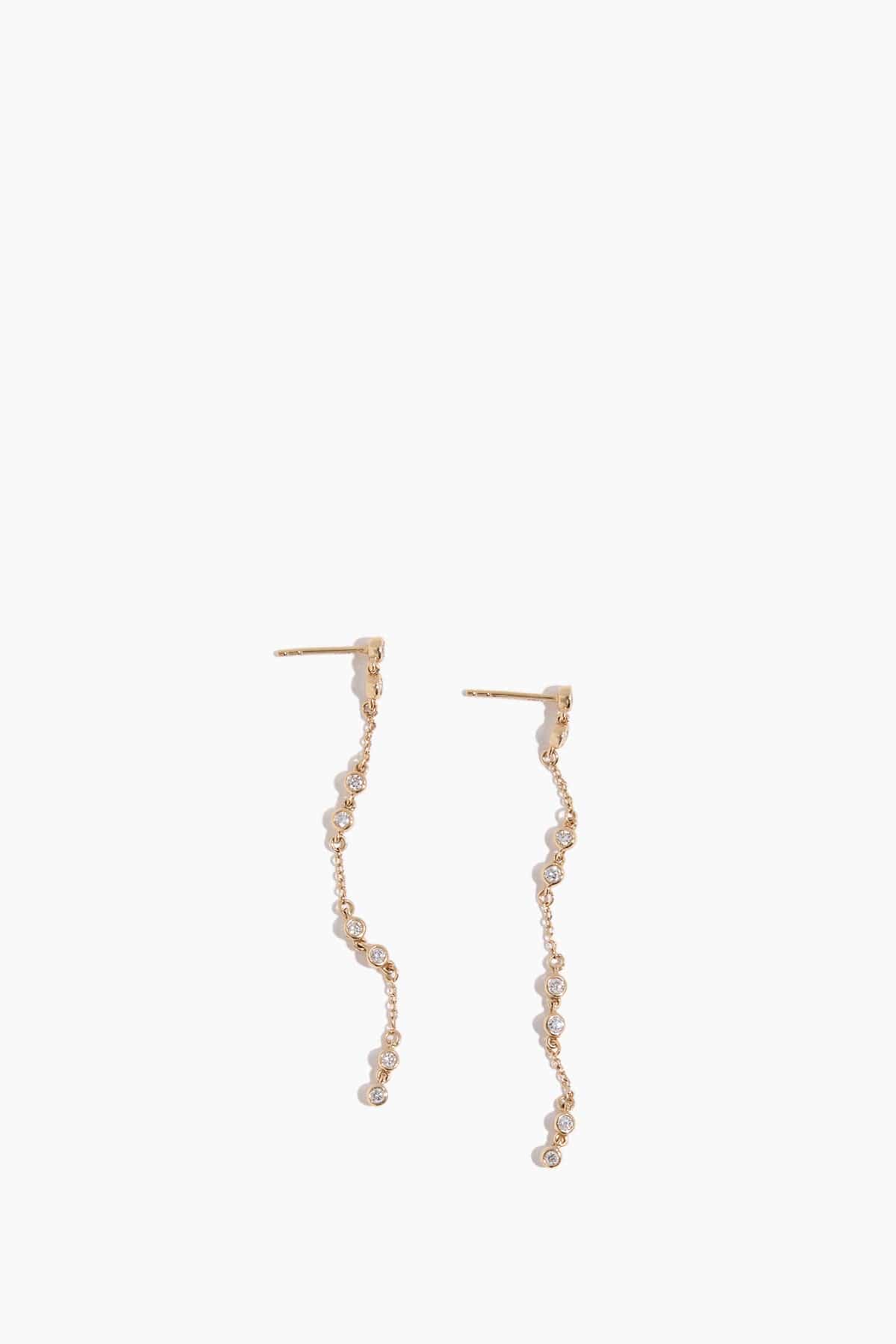 Stoned Fine Jewelry Earrings Diamond Chain Earrings in 14k Yellow Gold Stoned Fine Jewelry Diamond Chain Earrings in 14k Yellow Gold
