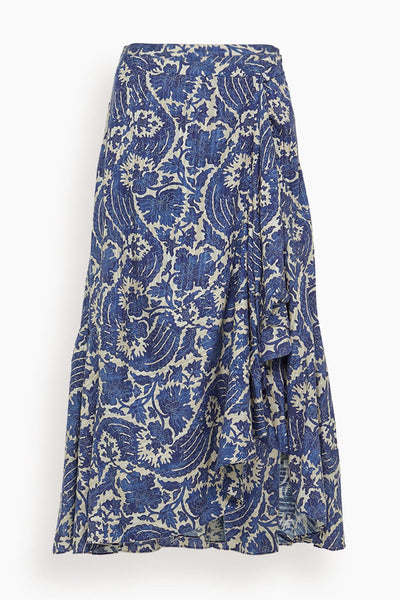 Sabina Faux Wrap Skirt in Ocean