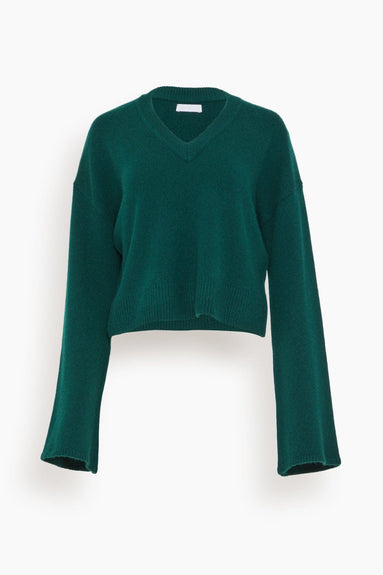Sablyn Sweaters Solana V-Neck Sweater in Deep Forest