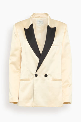Contemporary Duchess Block Color Tuxedo Jacket in Ivory