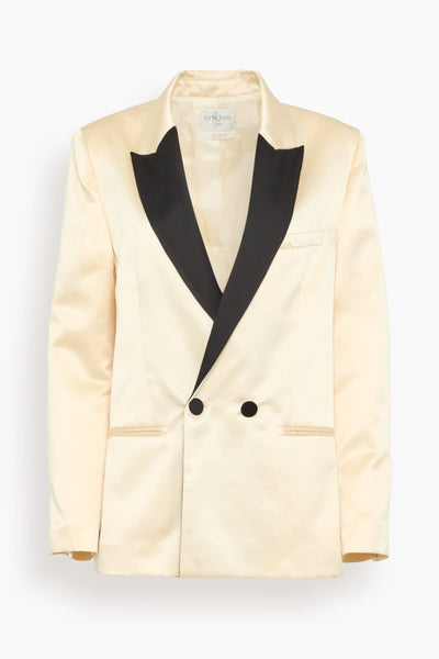 Contemporary Duchess Block Color Tuxedo Jacket in Ivory
