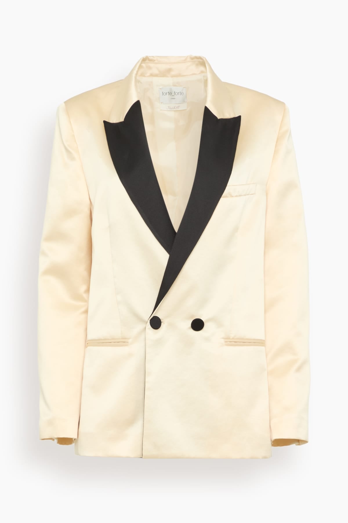 Forte Forte Contemporary Duchess Block Color Tuxedo Jacket in Ivory