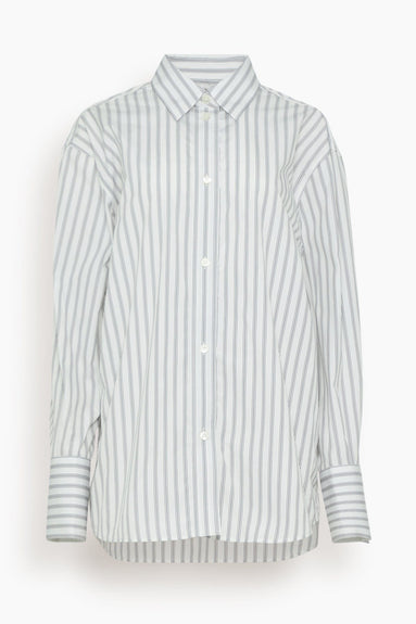 Rohe Tops Oversized Striped Shirt in White / Black Wide Stripe