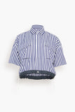 Sacai Tops Thomas Mason Cotton Poplin Shirt in Navy Stripe