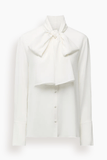 Another Tomorrow Signature Bow Blouse in Off White