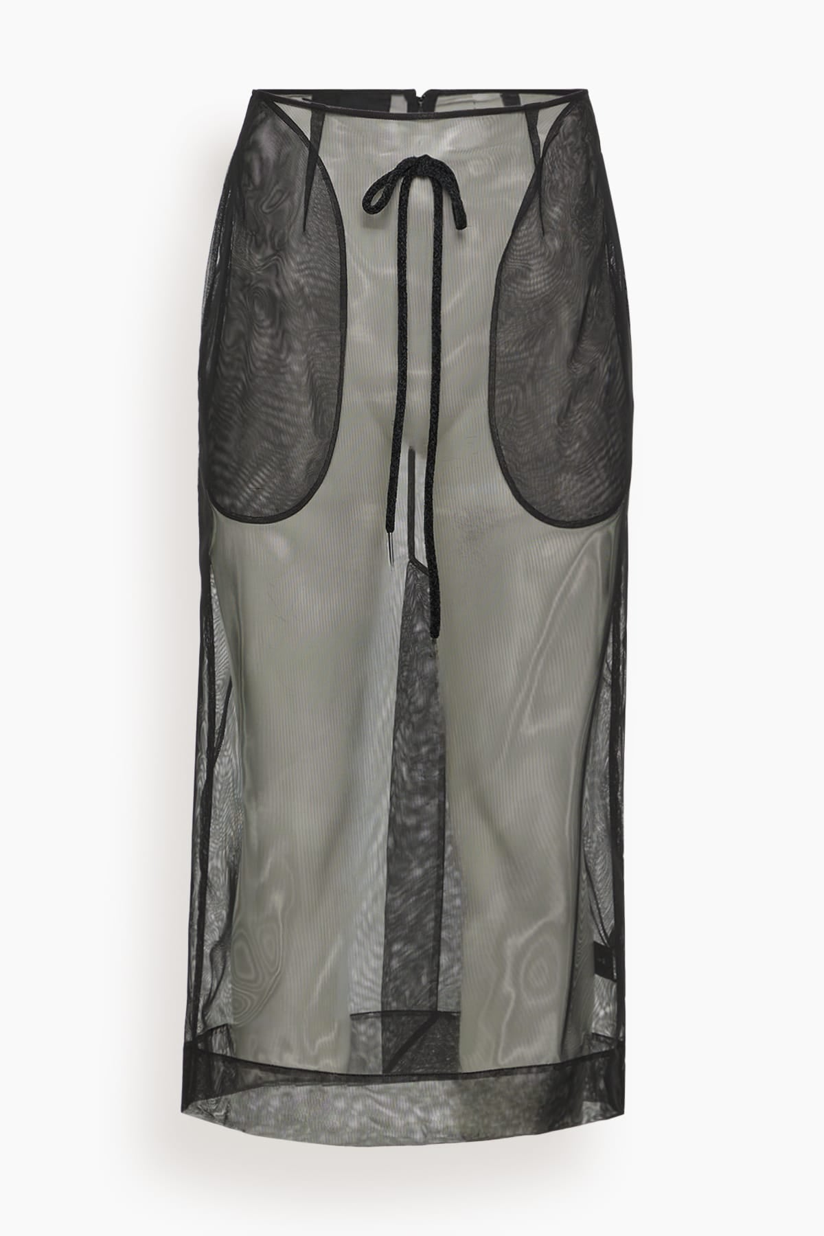 Simone Rocha Sheer Frayed Column Pencil Skirt in Black