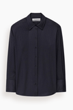 Another Tomorrow Relaxed Shirt in Navy/Chalk
