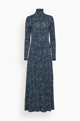 Mabel Dress in Cheetah Jersey Navy Multi