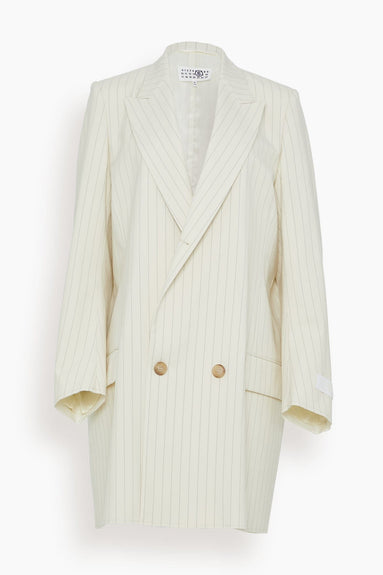 MM6 Maison Margiela Jackets Stripe Long Suit Jacket in Off White/Black