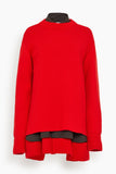 Sacai Suiting Wool Knit Dress in Red/Brown