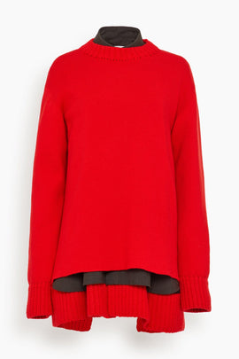 Suiting Wool Knit Dress in Red/Brown