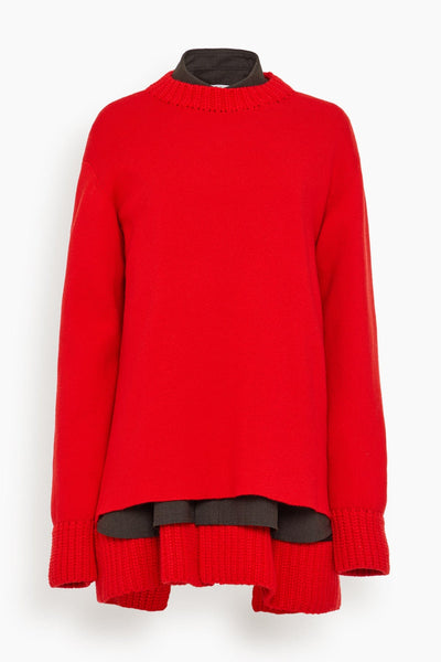 Suiting Wool Knit Dress in Red/Brown