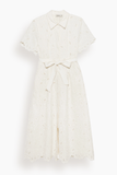 Simkhai Audria Short Sleeve Belted Midi Dress in Ivory